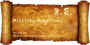 Mititzky Romána névjegykártya